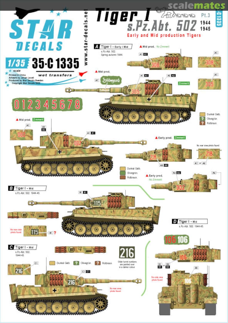 Boxart Tiger I s.Pz.Abt.502 35-C1335 Star Decals