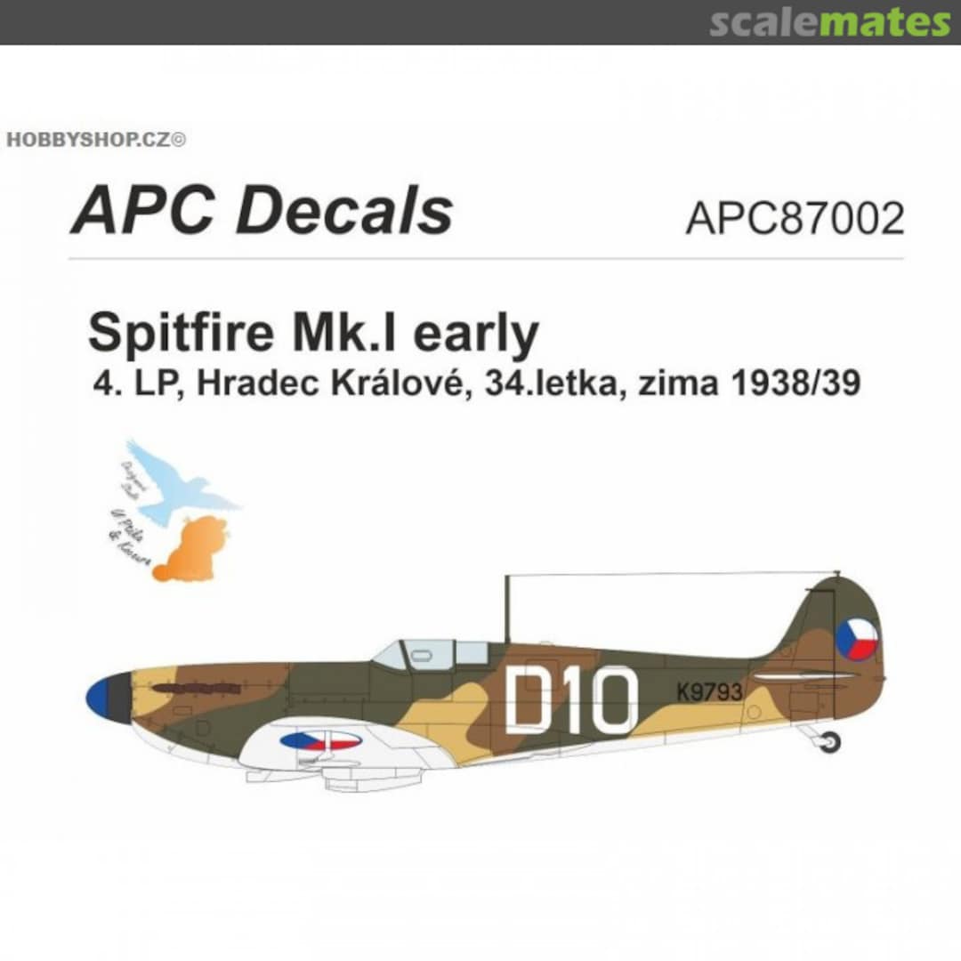 Boxart Spitfire Mk.I early ČSR APC87002 APC Decals Boxart Spitfire Mk.I early ČSR APC87002 APC Decals
