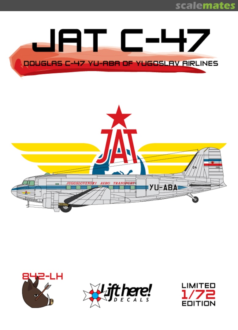 Boxart JAT C-47 842-LH Lift Here Decals Boxart JAT C-47 842-LH Lift Here Decals