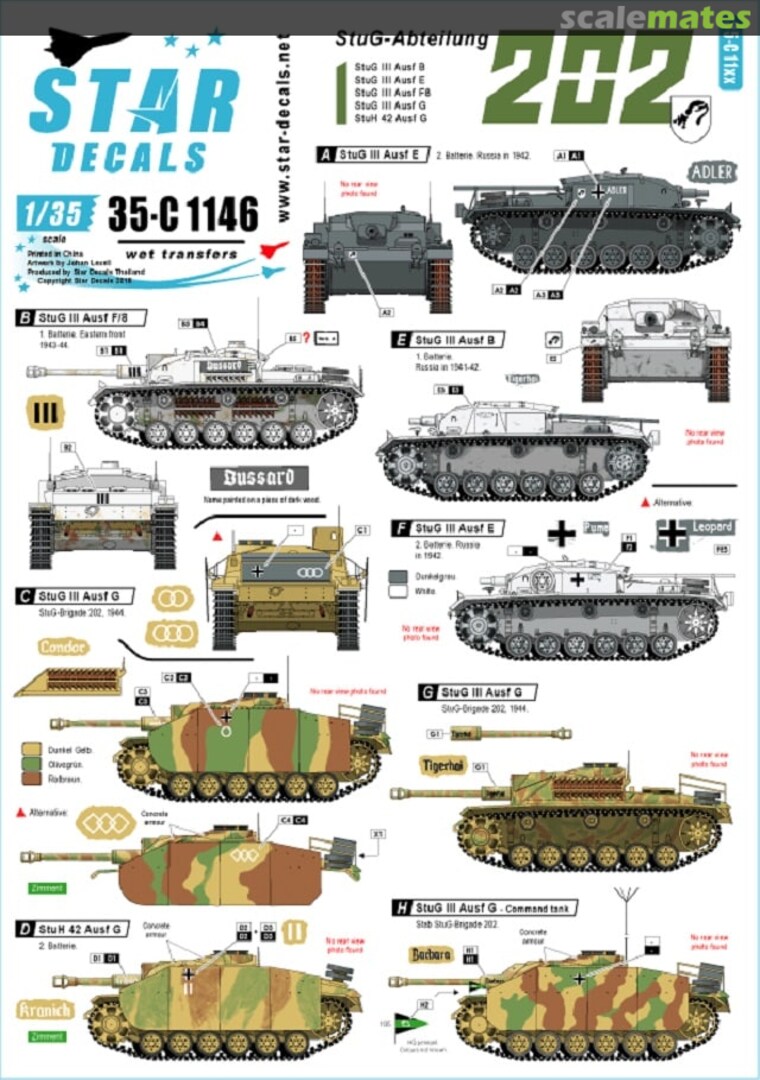 Boxart StuG-Abt. 202 35-C1146 Star Decals