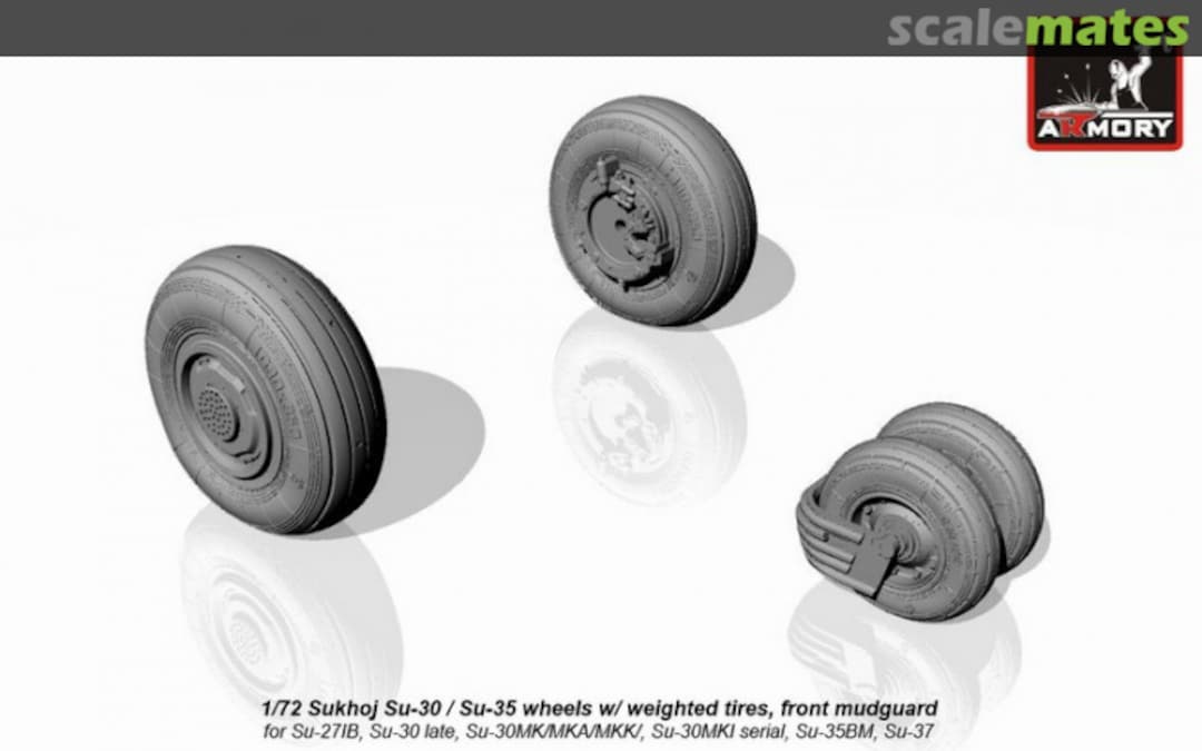 Boxart Sukhoj Su-30 / Su-35 wheels w/ weighted tires, front mudguard AW72035 Armory