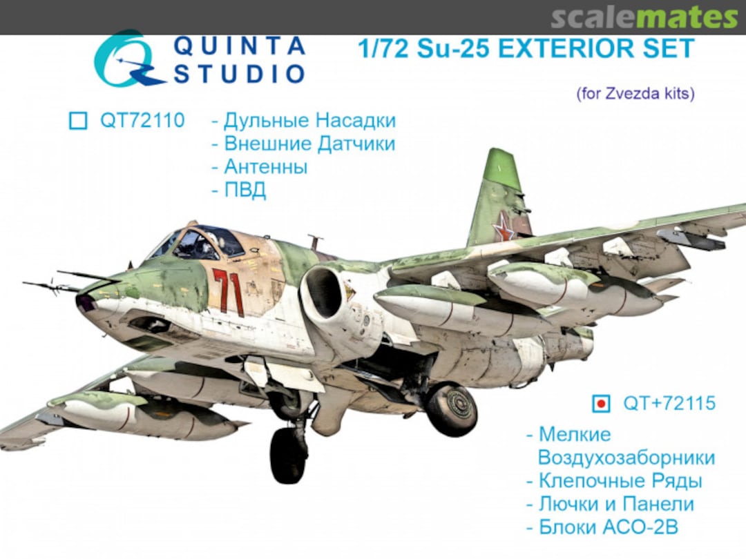 Boxart Su-25 exterior set, Pt.2: panels and hatches, riveting rows, air intakes, LTC cassettes QT+72115 Quinta Studio