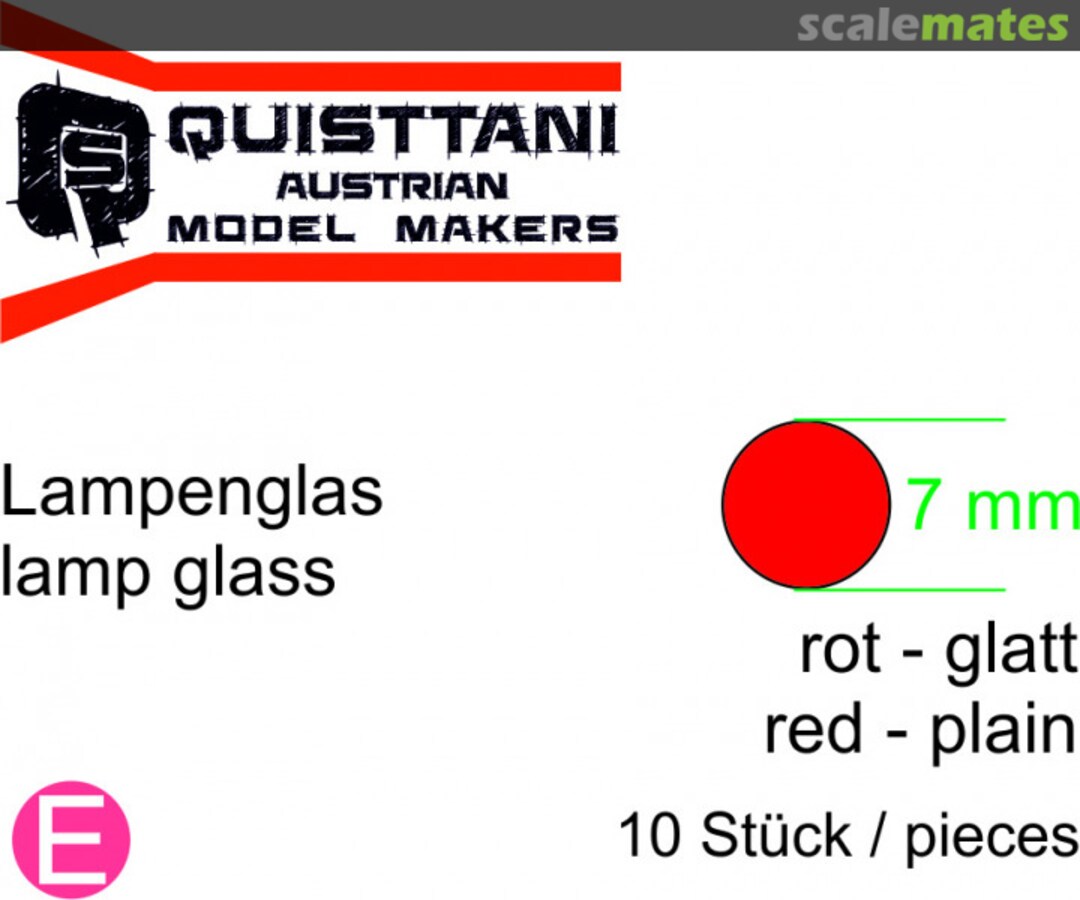 Boxart Lampenglas - rot glatt / lamp glass - red plain 7 mm QS0017R Quisttani Boxart Lampenglas - rot glatt / lamp glass - red plain 7 mm QS0017R Quisttani