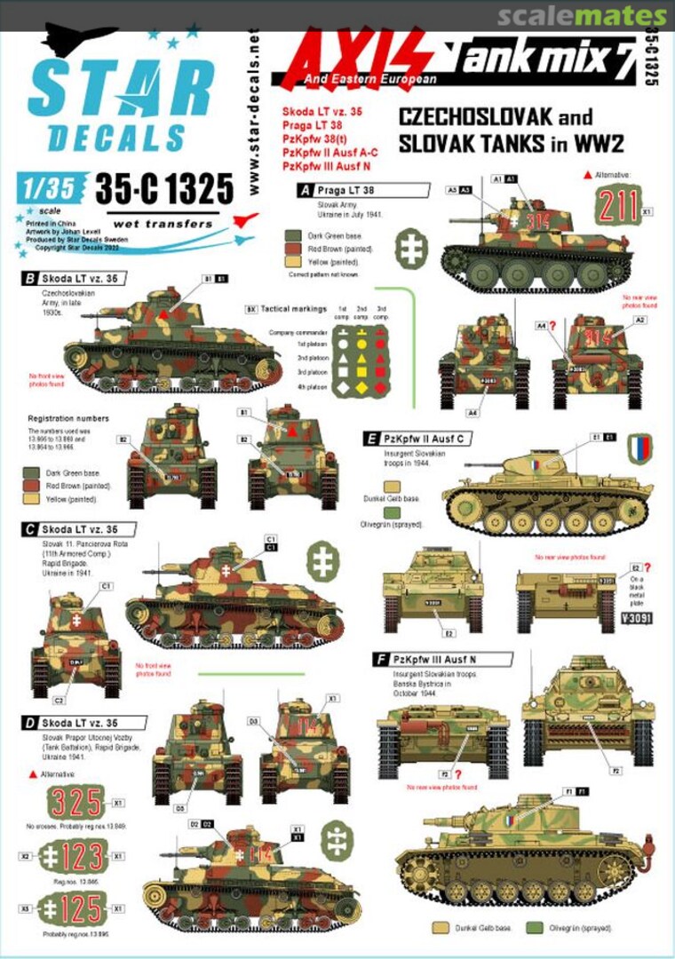 Boxart Axis Tank Mix # 7 35-C1325 Star Decals Boxart Axis Tank Mix # 7 35-C1325 Star Decals