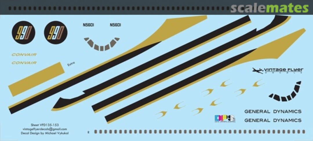 Boxart Convair 990 Convair VFD135-153 Vintage Flyer Decals Boxart Convair 990 Convair VFD135-153 Vintage Flyer Decals