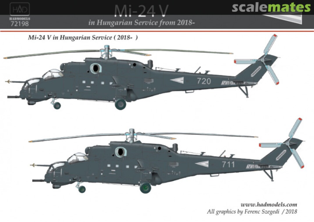 Boxart Mil Mi-24V Hungarian - Grey painting 72198 HADmodels 