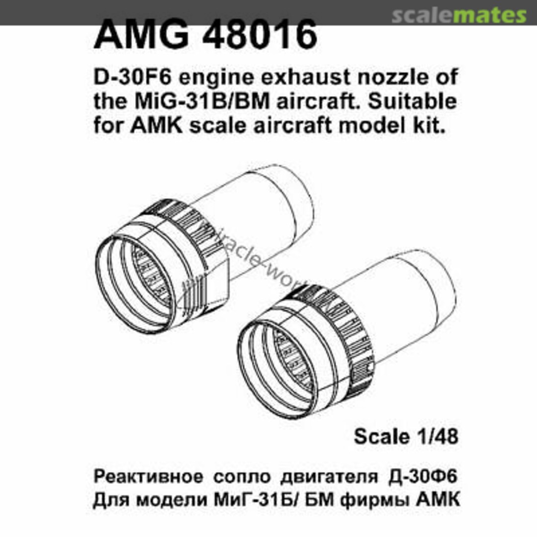 Boxart MiG-31B/BM D-30F6 engine exhaust nozzle AMG 48016 Amigo Models Boxart MiG-31B/BM D-30F6 engine exhaust nozzle AMG 48016 Amigo Models