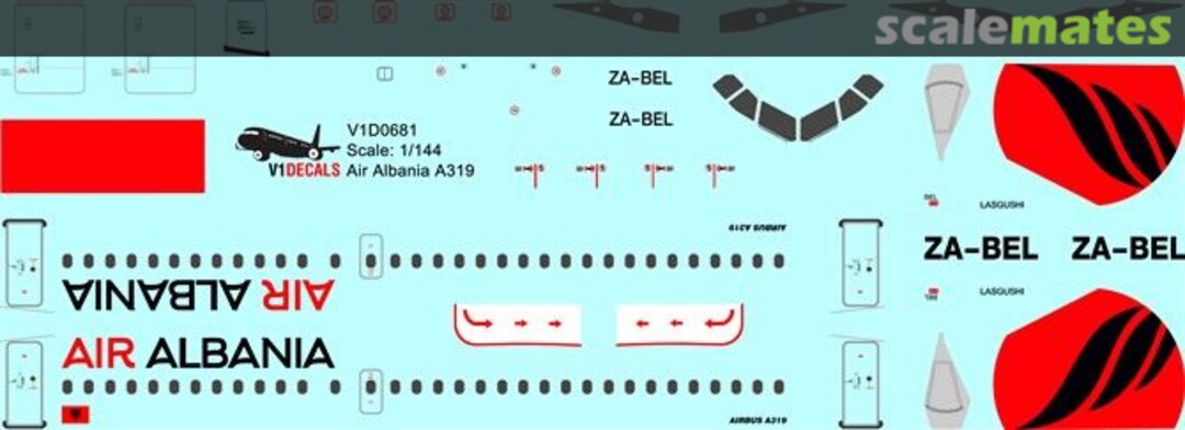 Boxart Air Albania Airbus A319 V1D0681-144 V1 Decals