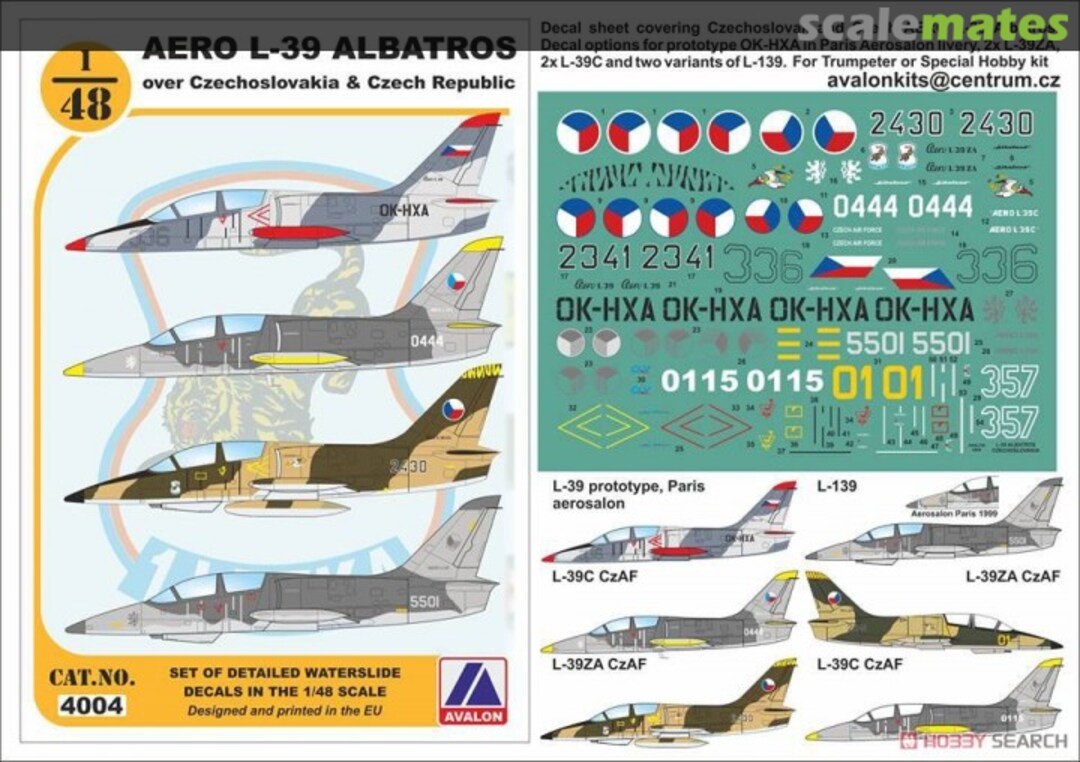 Boxart Aero L-39 Albatros Over Czechoslovakia & Czech Republic 4004 Avalon Decals Boxart Aero L-39 Albatros Over Czechoslovakia & Czech Republic 4004 Avalon Decals