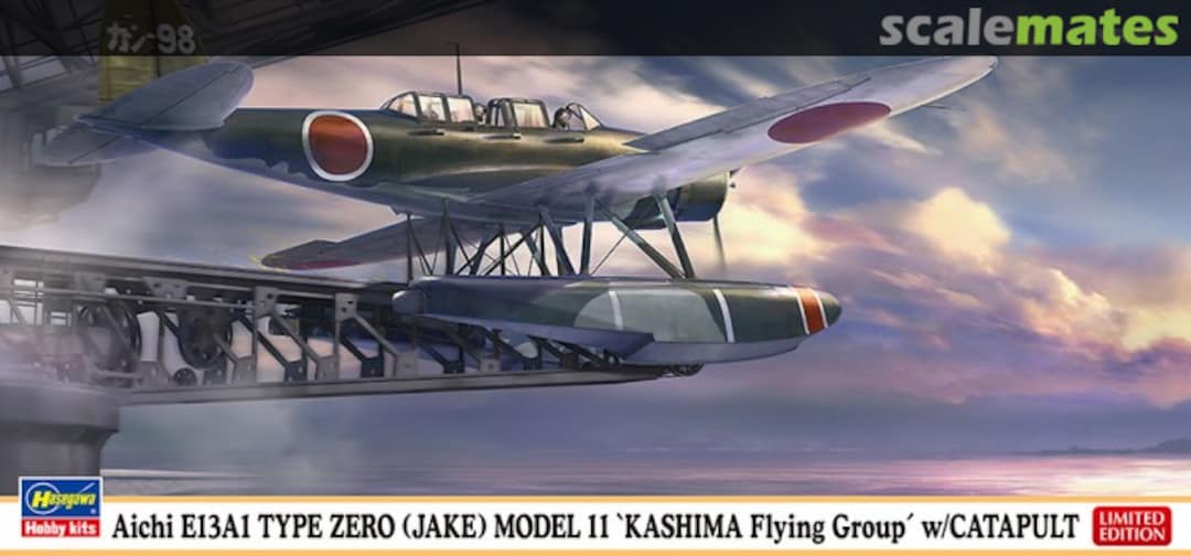 Boxart Aichi E13A1 Type Zero (Jake) Model 11 'Kashima Flying Group' w/Catapult 02219 Hasegawa Boxart Aichi E13A1 Type Zero (Jake) Model 11 'Kashima Flying Group' w/Catapult 02219 Hasegawa