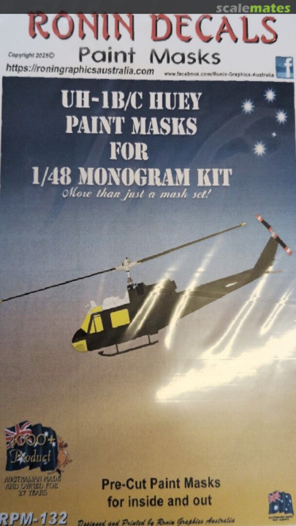 Boxart UH-1B/C Huey Paint Masks RPM-132 Ronin Decals