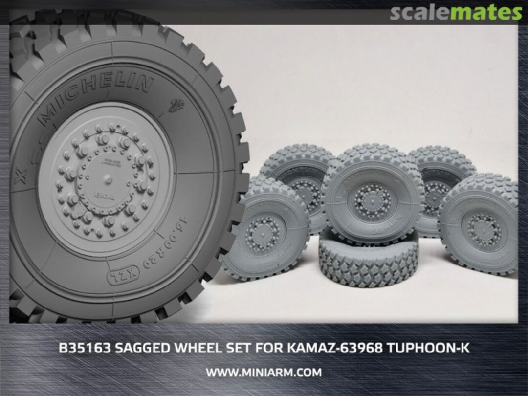 Boxart Sagged Wheel Set for KAMAZ-63968 Typhoon-K B35163 Miniarm Boxart Sagged Wheel Set for KAMAZ-63968 Typhoon-K B35163 Miniarm