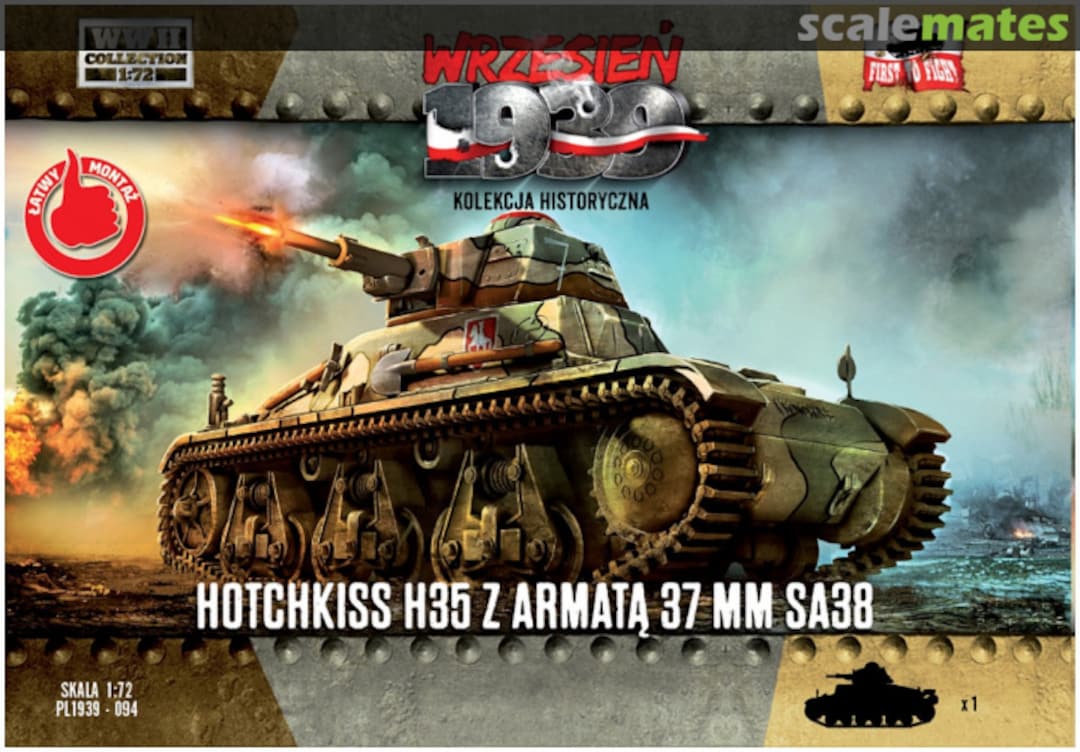 Boxart Hotchkiss H35 with 37mm SA38 gun PL1939-094 First to Fight