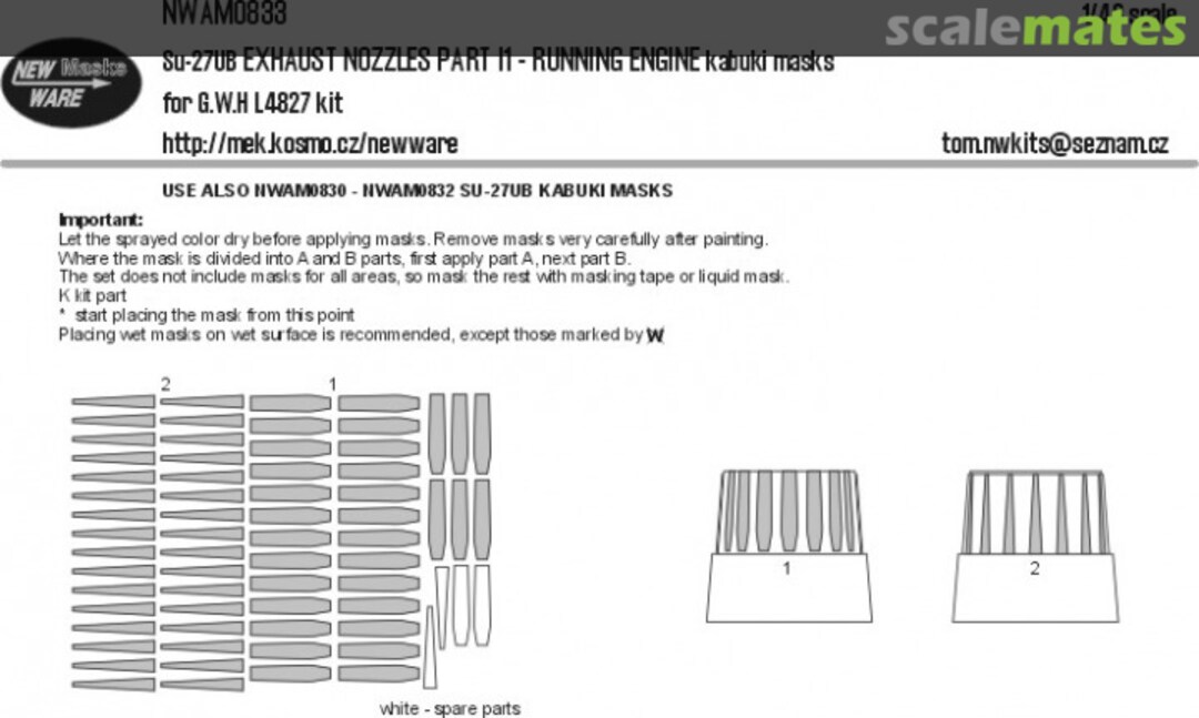 Boxart Su-27UB EXHAUST NOZZLES PART I1 - RUNNING ENGINES kabuki masks NWAM0833 New Ware