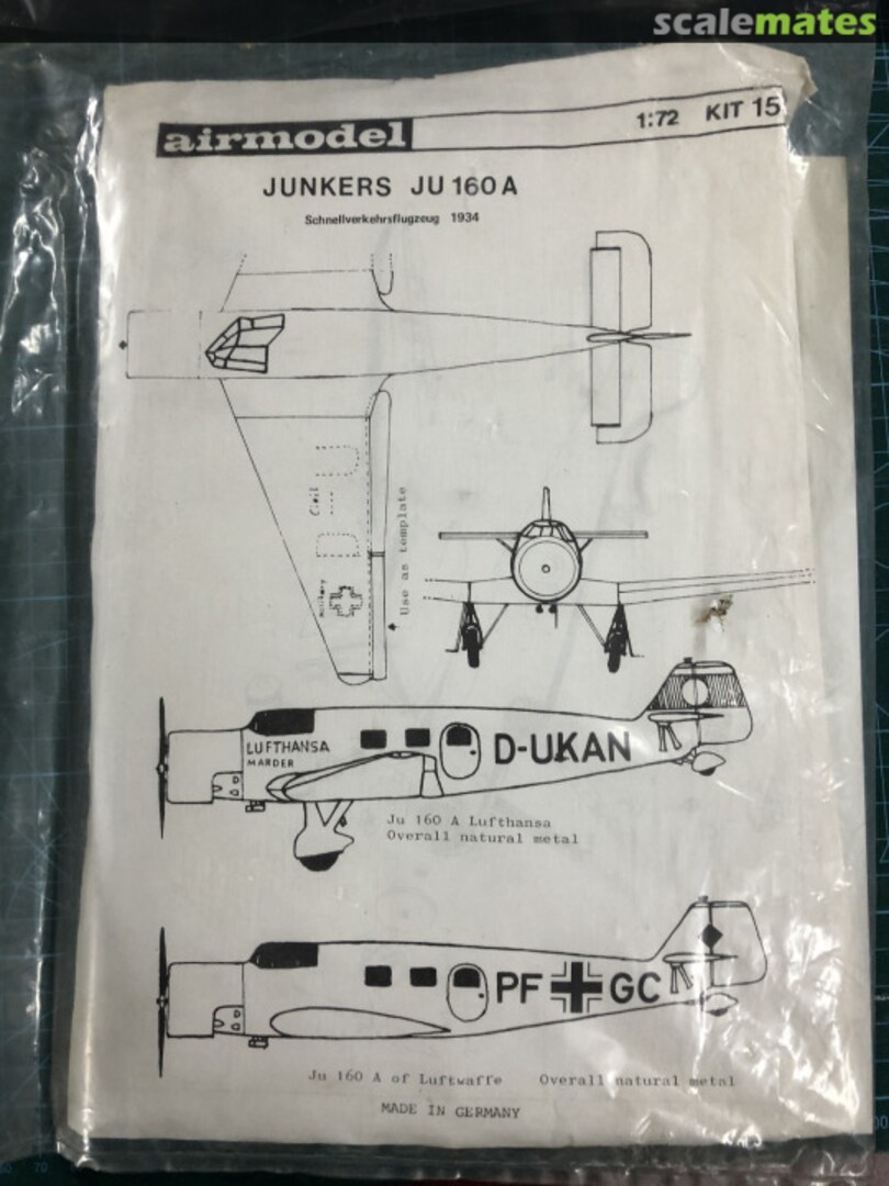 Boxart Junkers Ju 160 158 Airmodel Boxart Junkers Ju 160 158 Airmodel