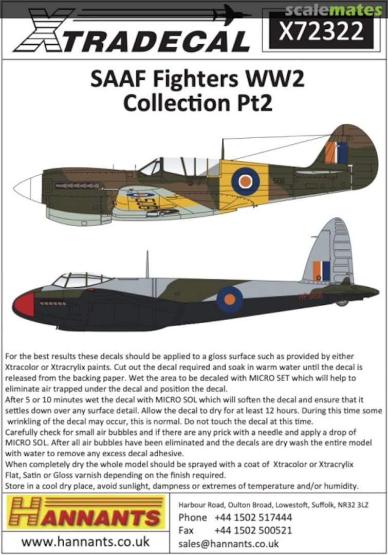 Boxart SAAF Fighters WW2 Collection Pt2 X72322 Xtradecal Boxart SAAF Fighters WW2 Collection Pt2 X72322 Xtradecal