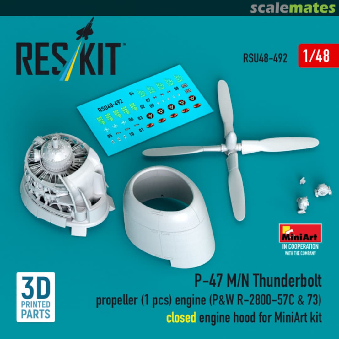 Boxart P-47 M/N Thunderbolt Engine (P&W R-2800-57C & 73 RSU48-0492 ResKit