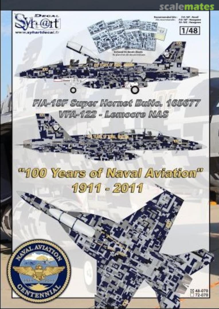 Boxart F/A-18F Super Hornet No 165677 "100 Years Naval Aviation" VFA-122 48-070 Syhart Decal Boxart F/A-18F Super Hornet No 165677 "100 Years Naval Aviation" VFA-122 48-070 Syhart Decal
