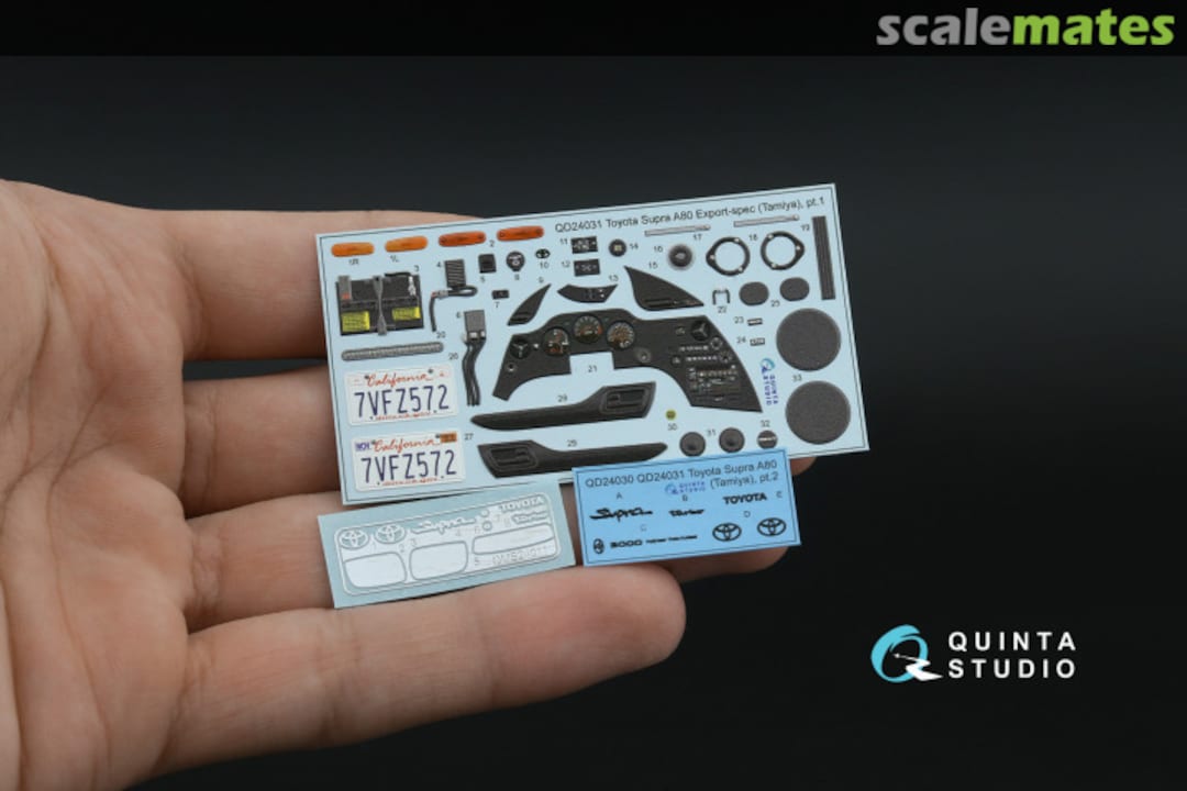 Contents Toyota Supra A80, Export-spec interior 3D decals (with metal stickers) QD+24031 Quinta Studio