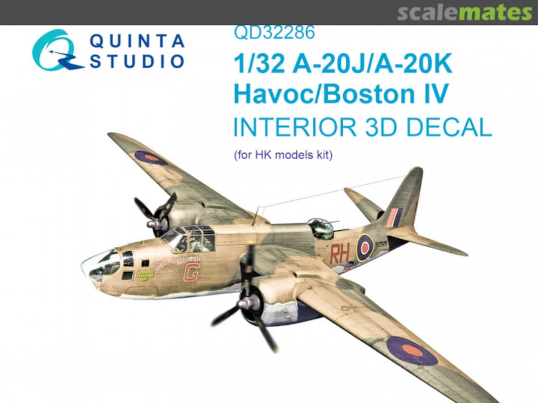 Boxart A-20J/A-20K Havoc / Boston IV interior 3D decals QD32286 Quinta Studio