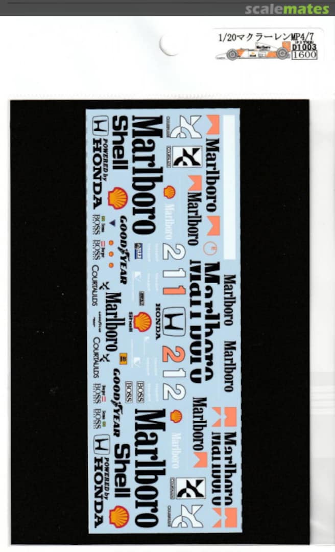 Boxart McLaren MP4 / 7 Decal D1003 Museum collection Boxart McLaren MP4 / 7 Decal D1003 Museum collection