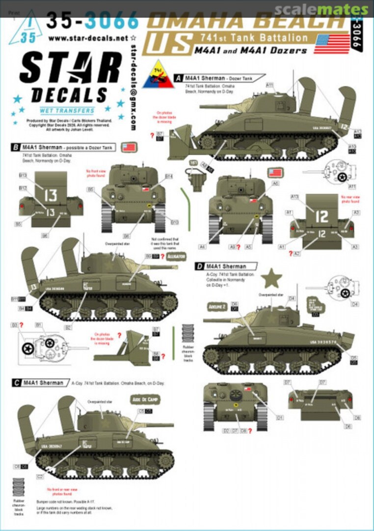 Boxart US 741st Tank Battalion - Omaha-Beach. 35-3066 Star Decals Boxart US 741st Tank Battalion - Omaha-Beach. 35-3066 Star Decals