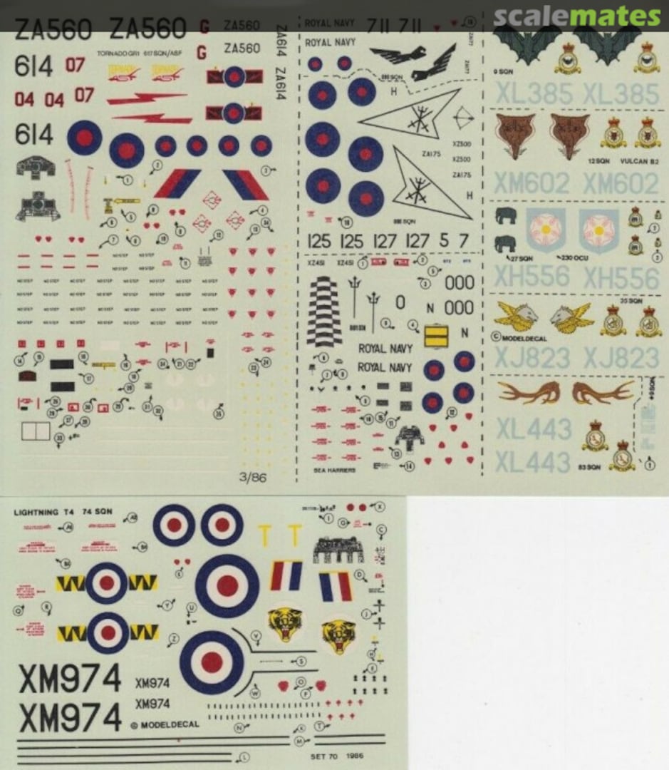 Boxart Royal Air Force: Vulcan, Tornado, Lightning T4, Sea Harrier 70 Modeldecal