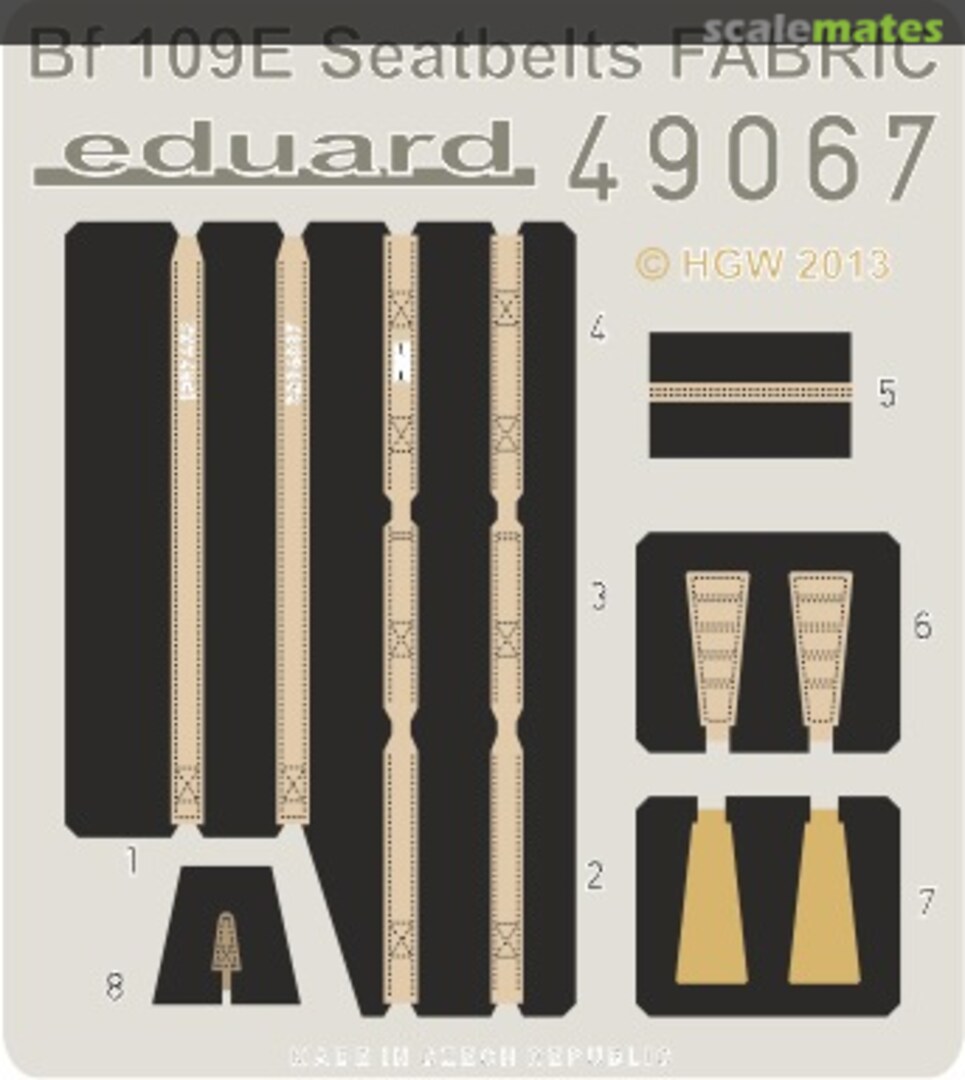 Boxart Bf 109E seatbelts FABRIC 49067 Eduard Boxart Bf 109E seatbelts FABRIC 49067 Eduard