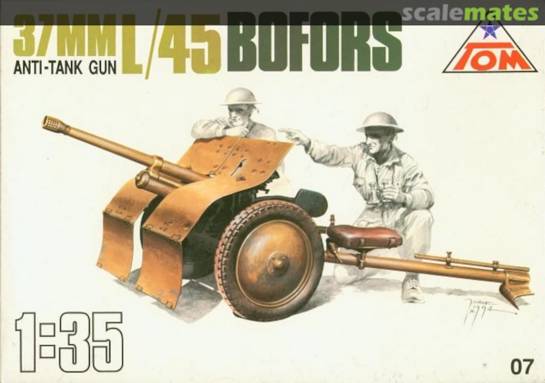 Boxart 37mm Anti Tank gun L/45 Bofors 07 TOM Modellbau