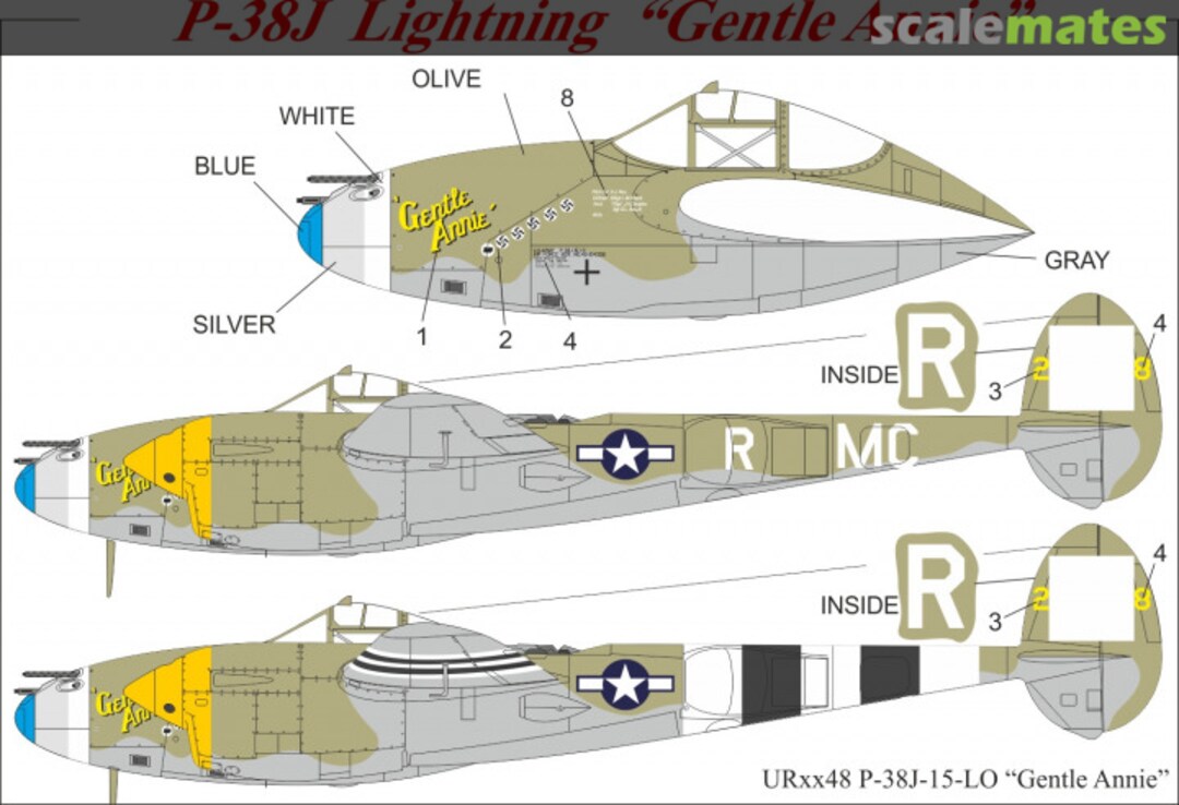 Boxart P-38J-15-LO Lightning “Gentle Annie” UR3248 UpRise