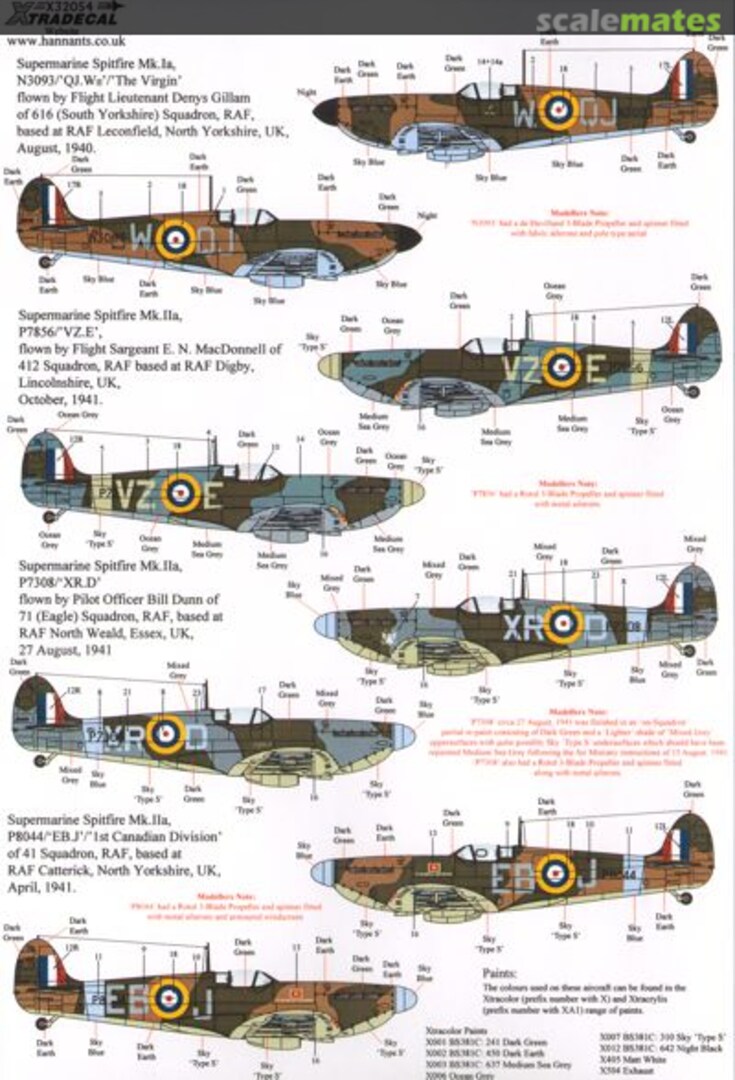 Boxart Supermarine Spitfire Mk.I/IIa Pt 2 X32-054 Xtradecal