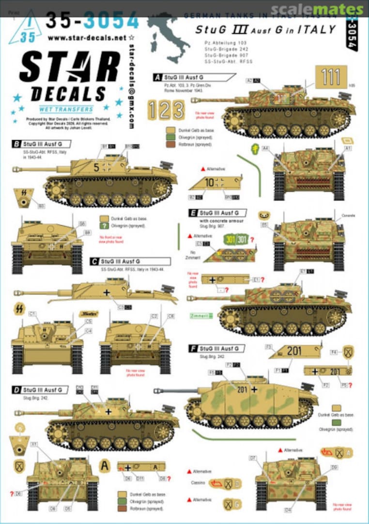 Boxart StuG III Ausf G in Italy 35-3054 Star Decals Boxart StuG III Ausf G in Italy 35-3054 Star Decals