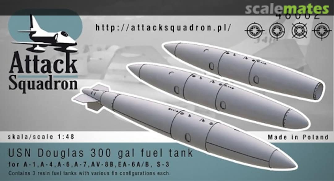 Boxart USN 300 gal Douglas Fuel Tanks 3 pcs 48002 Attack Squadron Boxart USN 300 gal Douglas Fuel Tanks 3 pcs 48002 Attack Squadron