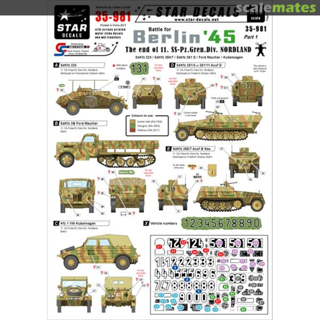 Boxart Berlin #1. The End of Nordland 35-981 Star Decals