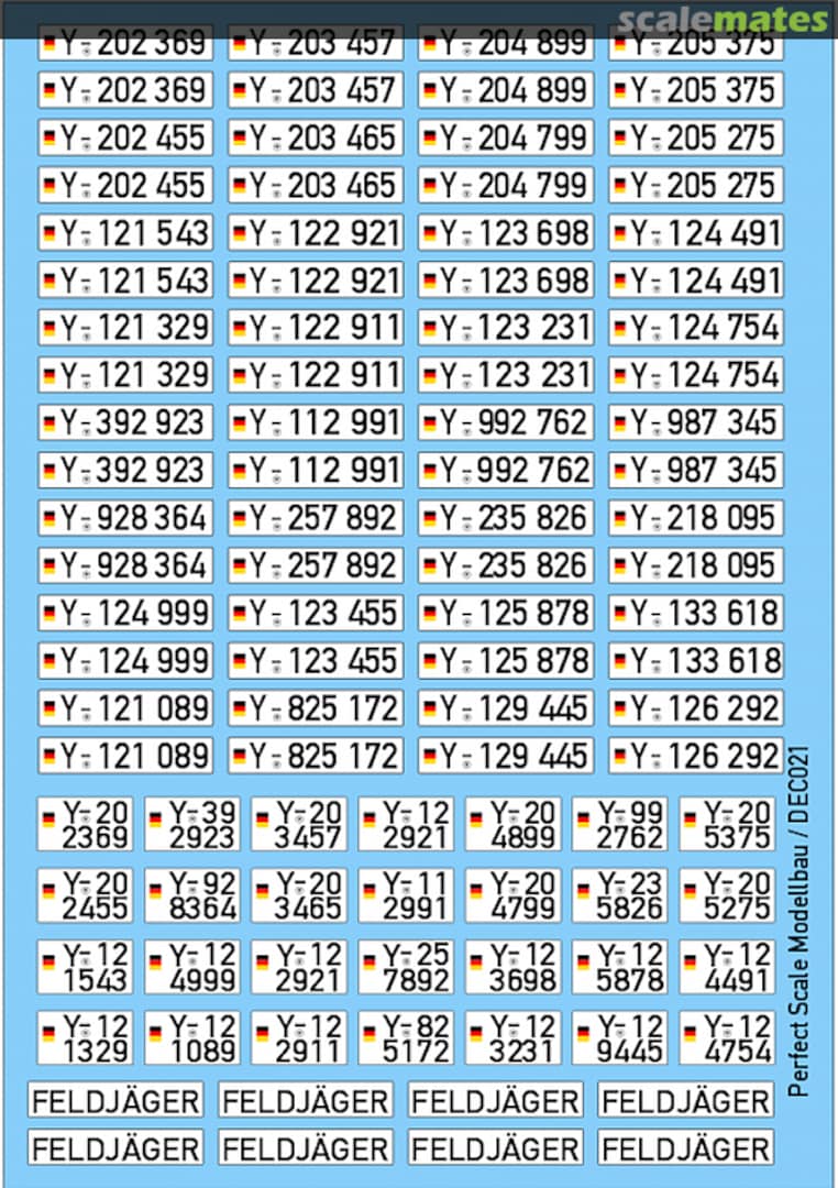 Boxart Decals for Y number plates DEC021 Perfect Scale Modellbau Boxart Decals for Y number plates DEC021 Perfect Scale Modellbau