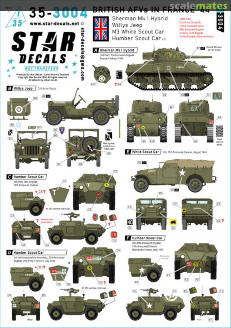 Boxart British AFVs in France '44 35-3004 Star Decals Boxart British AFVs in France '44 35-3004 Star Decals