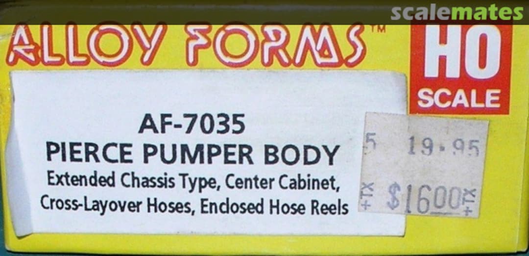 Boxart PIERCE PUMPER BODY KIT EXTENDED CHASSIS AF-7035 Alloy Forms