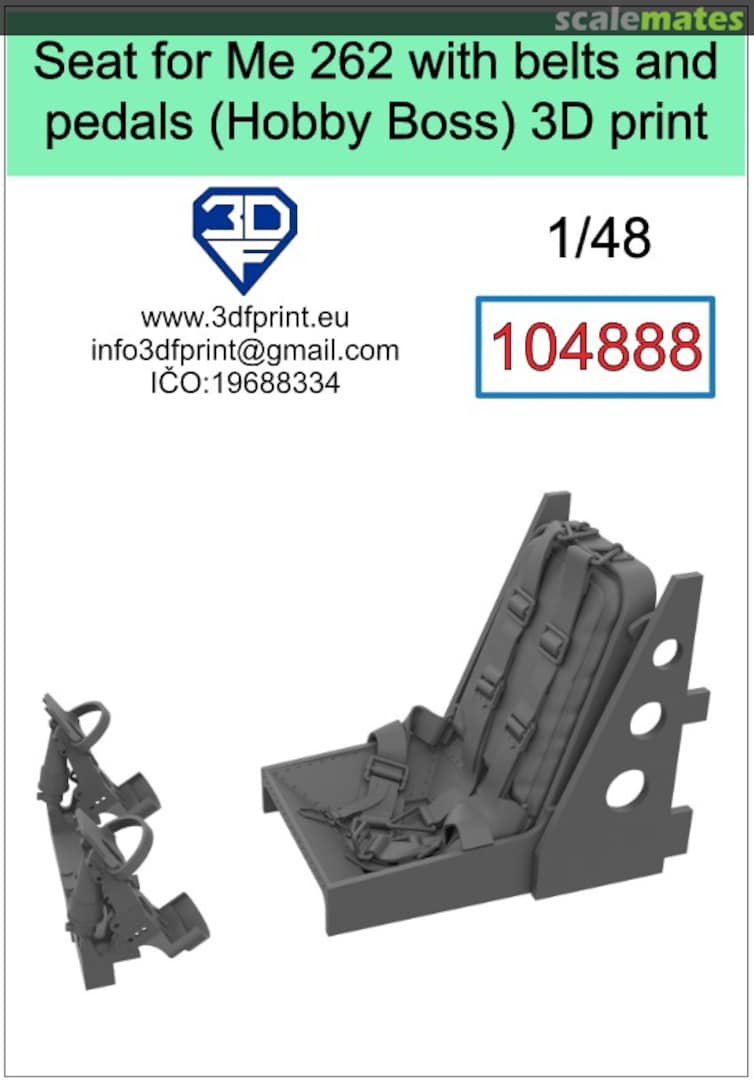 Boxart Seat for Me 262 with Belts and Pedals 104888 3DF Print Boxart Seat for Me 262 with Belts and Pedals 104888 3DF Print