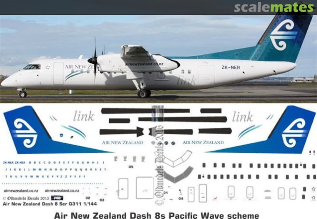 Boxart Dash8-Q311 Air NZ Pacific Wave OMD1048 Oldmodels Decals