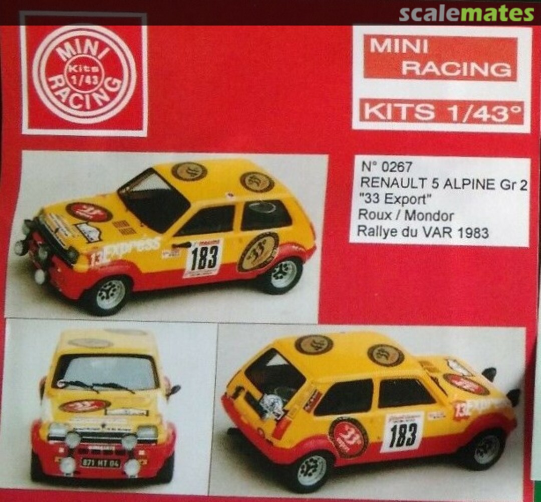 Boxart Renault 5 Alpine "33 export" 267 Mini Racing Boxart Renault 5 Alpine "33 export" 267 Mini Racing