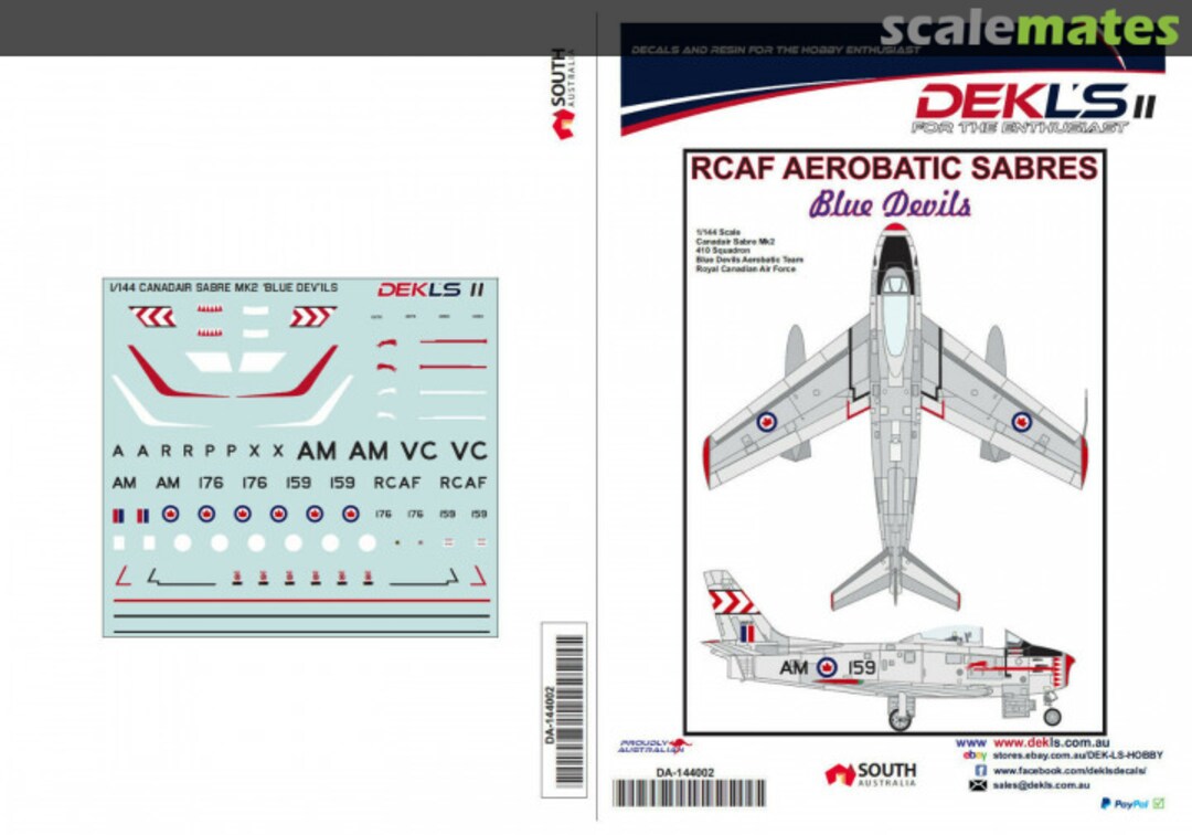 Boxart RCAF Aerobatic Sabres DA144002 DEKL's