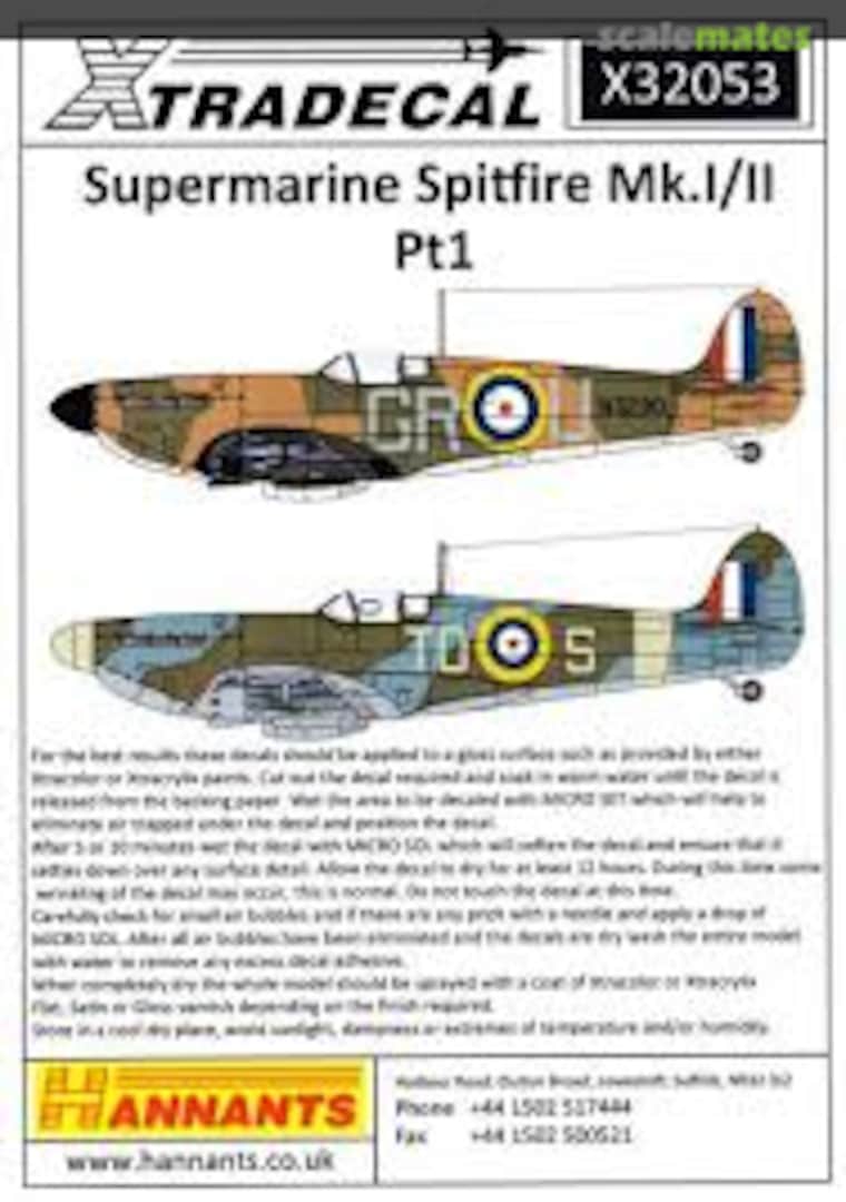 Supermarine Spitfire Mk I Ii Pt1 Xtradecal X353