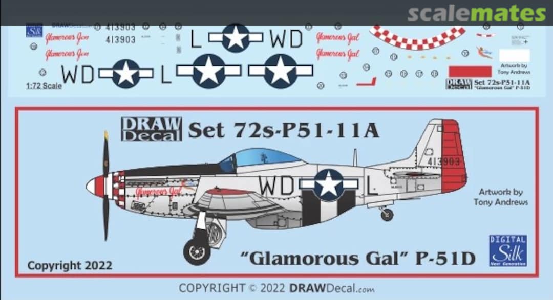 Boxart “Glamorous Gal” P-51D 1999 Version 72-P51-011A Draw Decal Boxart “Glamorous Gal” P-51D 1999 Version 72-P51-011A Draw Decal