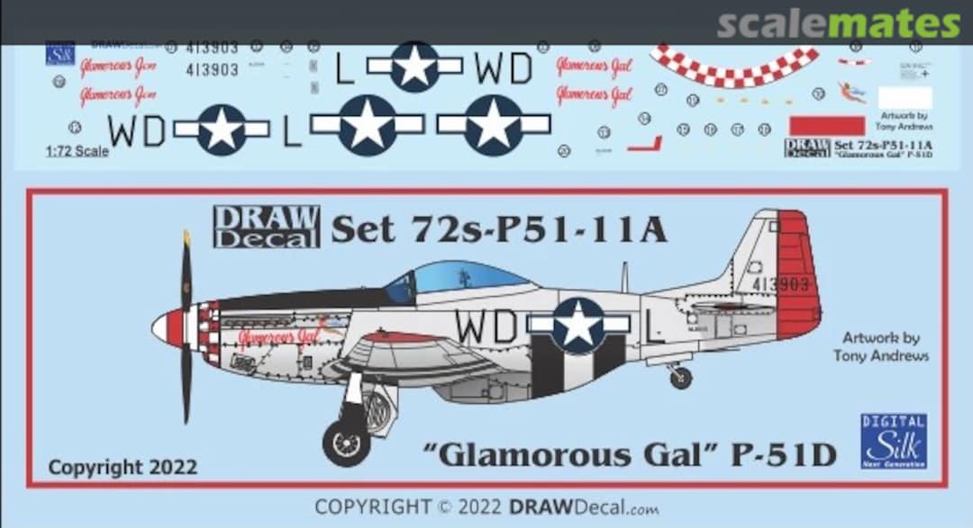 Boxart “Glamorous Gal” P-51D 72-P51-011A Draw Decal