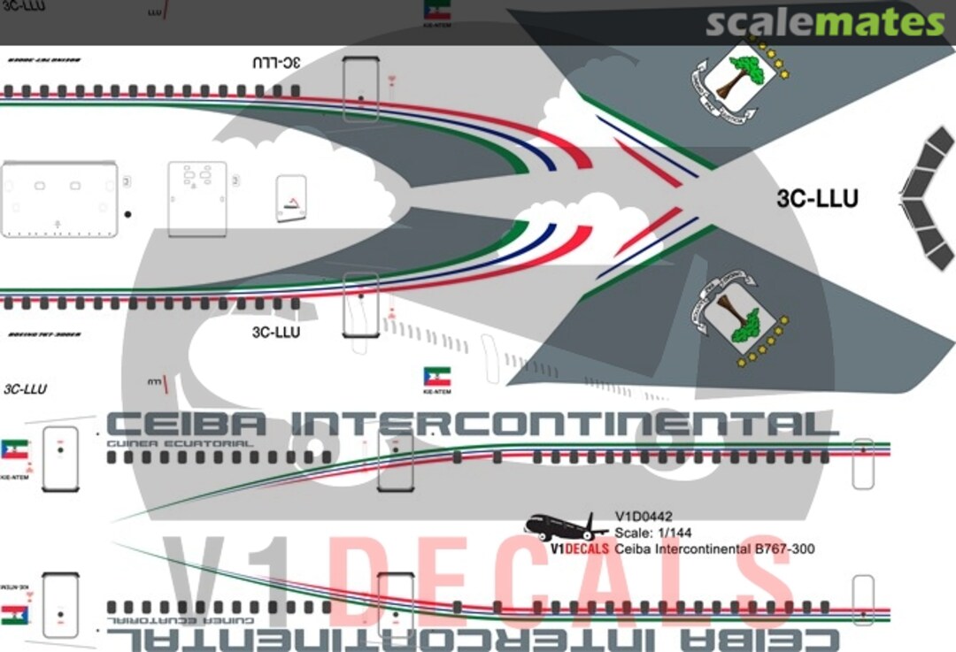 Boxart Ceiba Intercontinental Boeing 767-300 V1D0442-144 V1 Decals