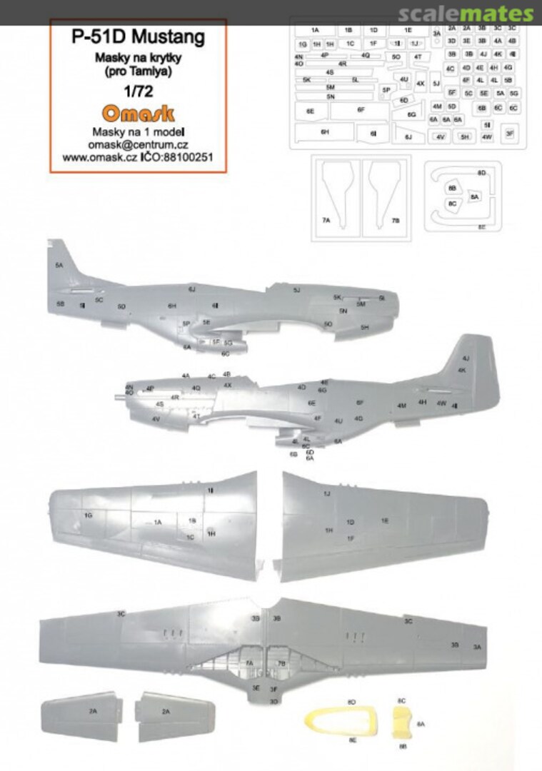 Boxart P-51D masky na krytky (for Tamiya) 17005 Omask Boxart P-51D masky na krytky (for Tamiya) 17005 Omask