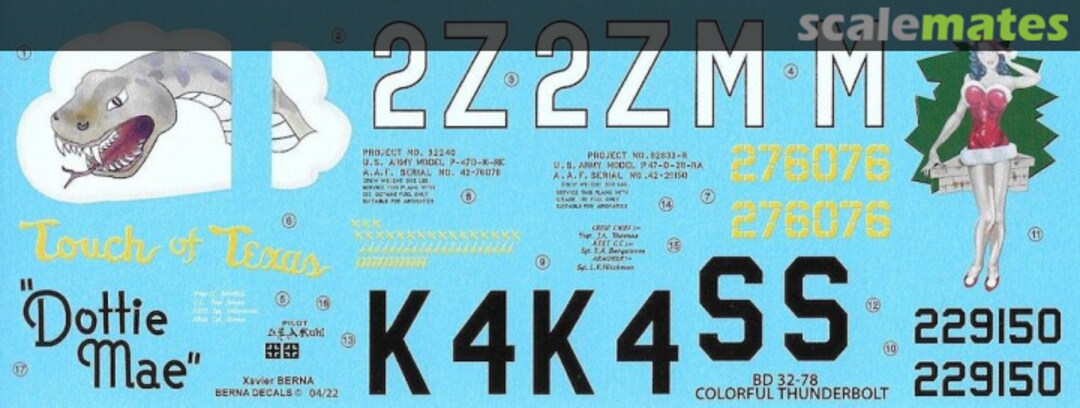 Boxart Republic P-47D Colorful Thunderbolts BD 32-78 Berna Decals Boxart Republic P-47D Colorful Thunderbolts BD 32-78 Berna Decals