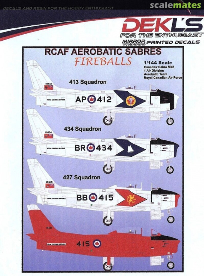 Boxart RCAF Aerobatic Sabres DA144006 DEKL's