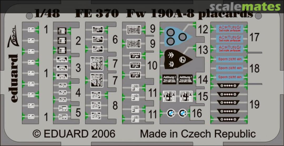Boxart Fw 190A/F placards FE370 Eduard Boxart Fw 190A/F placards FE370 Eduard