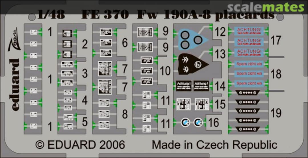 Boxart Fw 190A/F placards FE370 Eduard